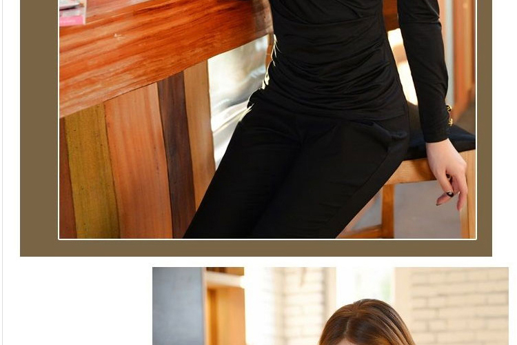 妙妙秀语2016秋款女装打底衫修身气质显瘦立领长袖T恤衫 女 上衣 绿 色 L