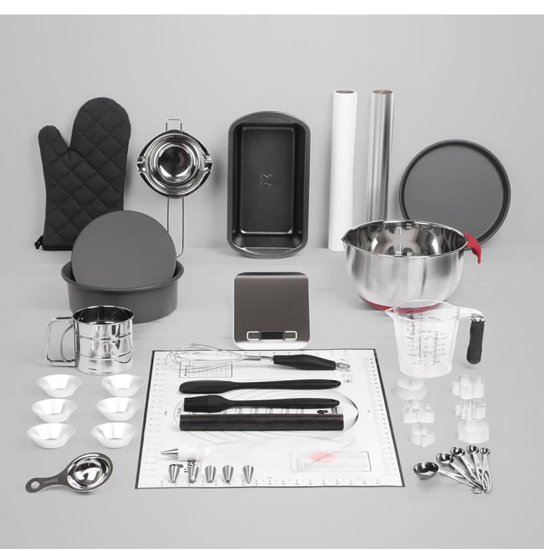 
                                                            livos 烘焙工具套装烤箱家用烘培蛋糕模具披萨磨具做饼干蛋挞用具 黑色全套                