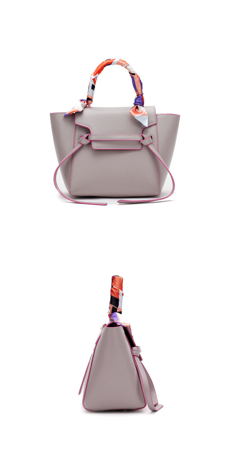 flipped斐莉德撞色鲶鱼包头层牛皮单肩斜挎手提包翅膀女包 粉红色