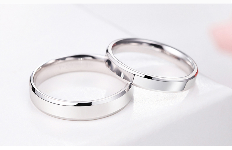 925银情侣戒指一对日韩简约开口素圈男女活口光圈对戒刻字情侣对戒
