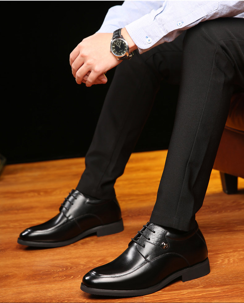 新脚度增高鞋男 皮鞋商务休闲隐形内增高男鞋7cm男士增高婚鞋透气鞋子