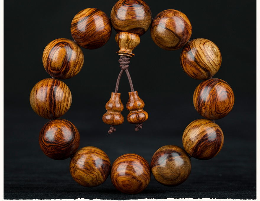 五昌阁 鬼脸鬼眼老料海南黄花梨手串19mm 带证书 jczsw-085