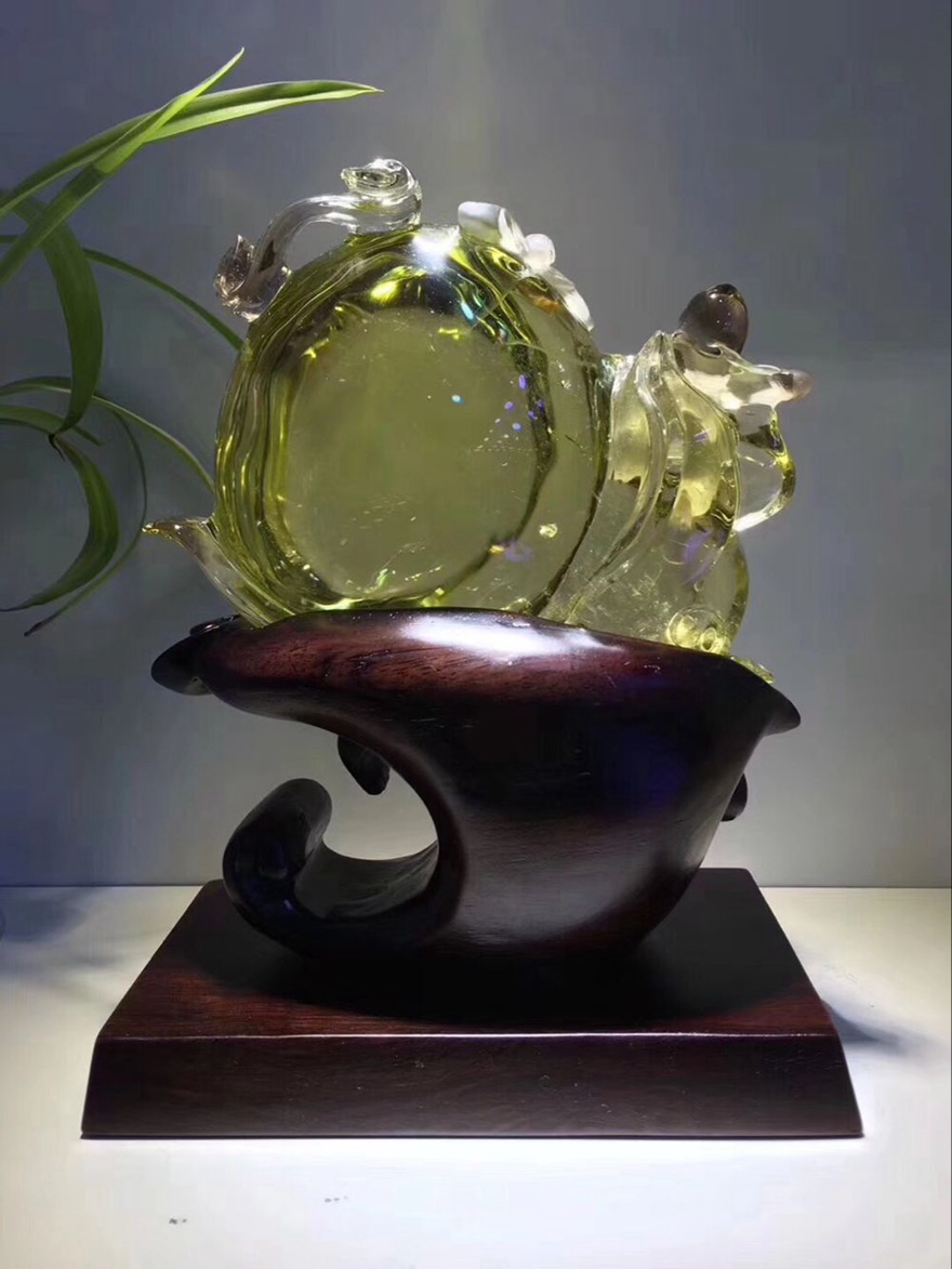 诺源珠宝精美天然黄水晶摆件金猴献寿造型款黄水晶摆件精湛手工雕琢