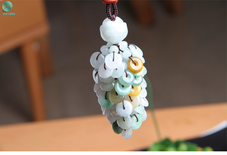 银想玉翡翠三彩平安扣挂件包挂钥匙挂玉石挂饰小平安扣挂件饰品