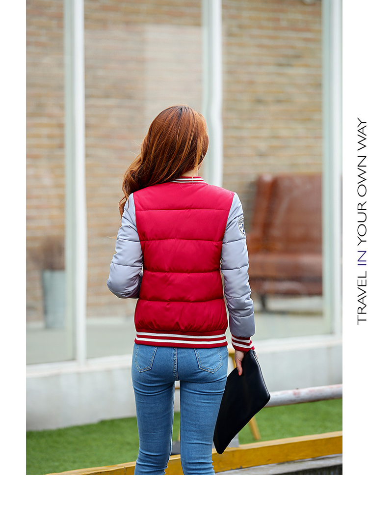 旭熙2015秋冬新款糖果色棉服加厚棒球夹克短外套女XQ502 粉红 XXL