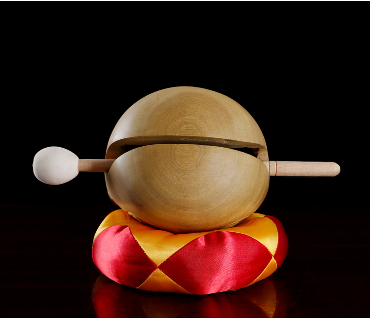 九黎 木鱼乐器木质寺庙佛教香樟木配棉垫 5.5台寸