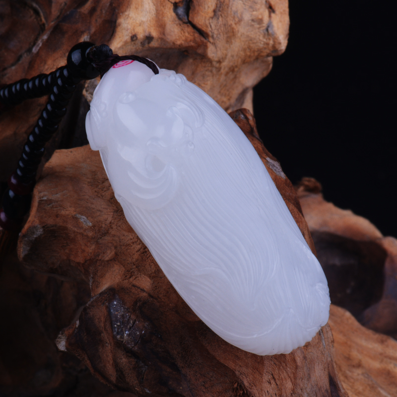 玉雕大师杨少占作品 和田玉白玉挂件 福顺安康 41.90克【飞军和田玉】