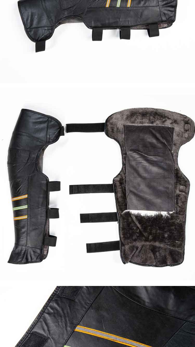 真皮护膝羊皮羊毛电动车摩托车护膝长款冬季骑行防寒防冻防风护具