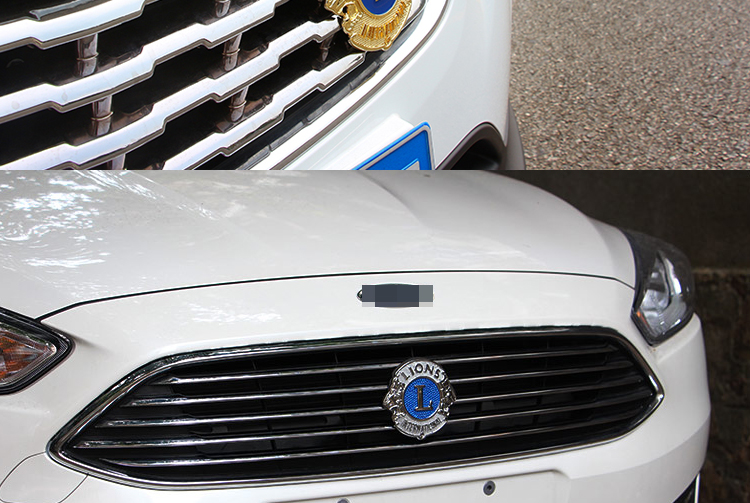 点缤 中网车标金属狮子会会标徽章纪念品 通用盾形盾牌汽车个性改装