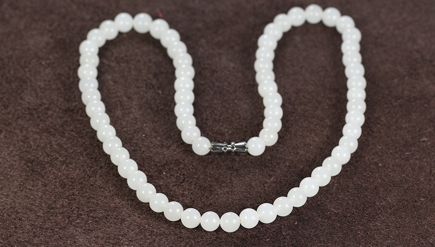 和田玉 羊脂白玉圆珠项链直径约7mm 31.1342克 【玖合玉器】