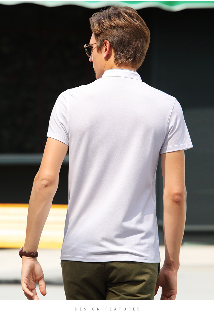 布先生 短袖t恤 男士休闲小立领polo 纯色半袖上衣男夏衣服男装打底衫