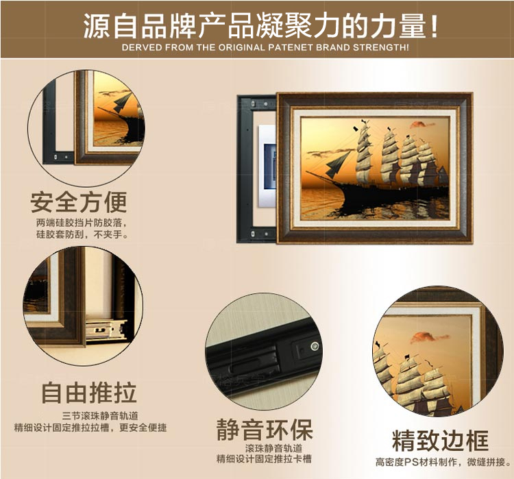 遮挡电表箱装饰画可推拉电盒配电箱简约挂画餐厅客厅现代壁画 M 50*70