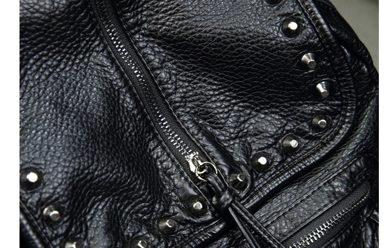 米虫2015秋新款女包双肩包女水洗软皮旅行韩版休闲黑色大双肩背包书包