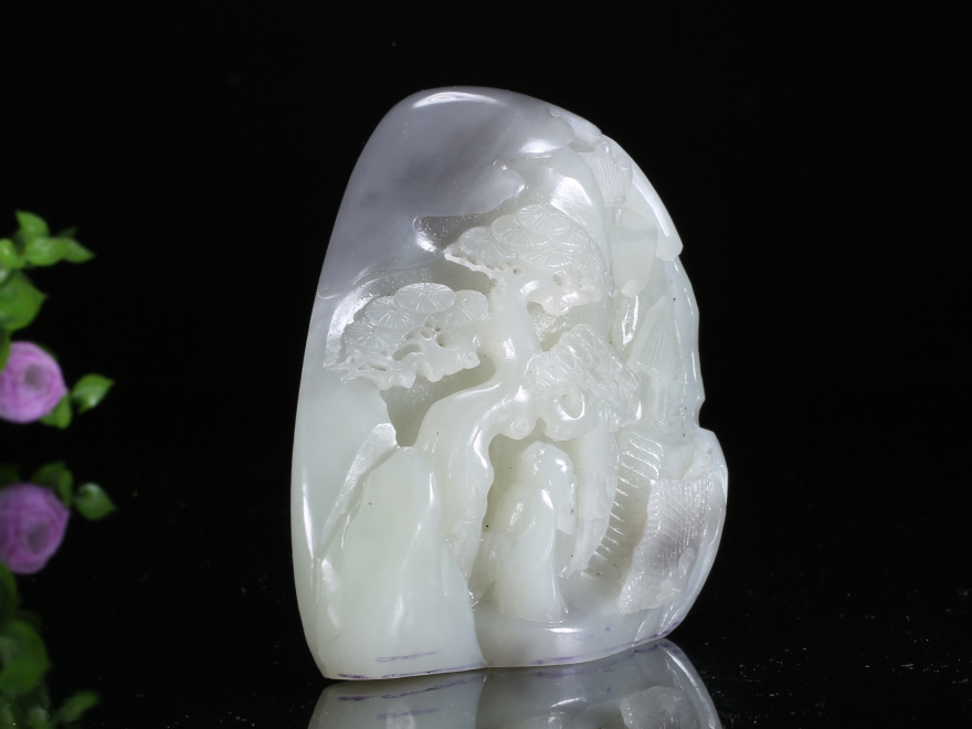 和田玉白玉松下老人摆件529g 【雅德珠宝】