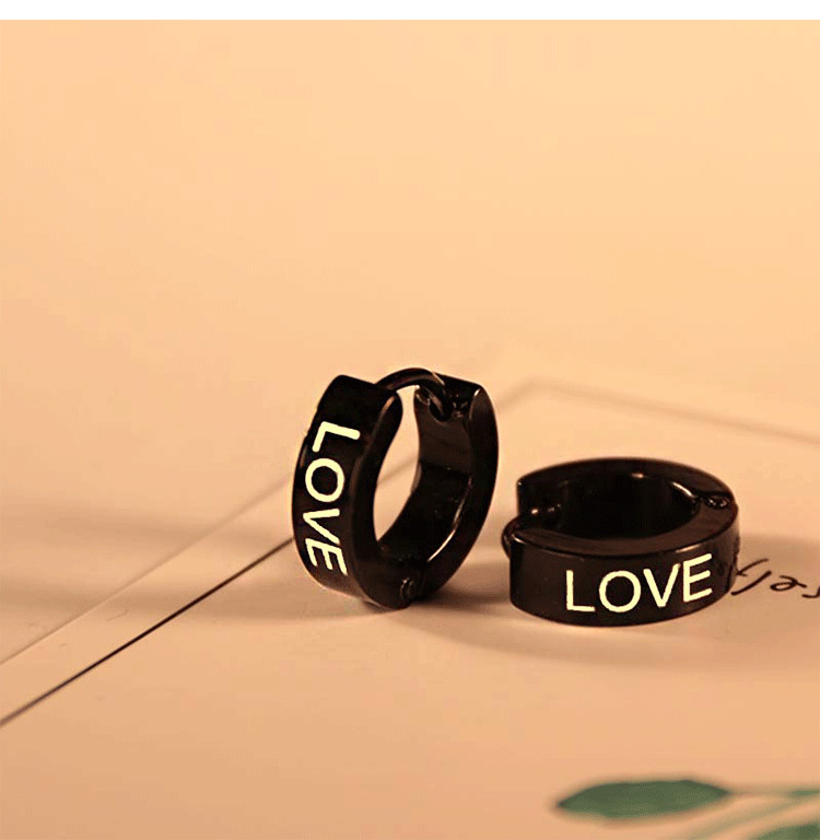 韩版男女士学生耳钉钛钢黑色韩国日韩版简约情侣耳环单只个性潮男创意