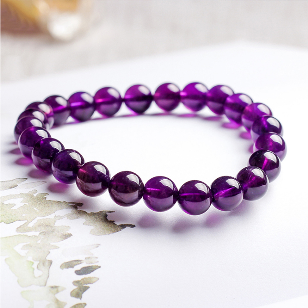 翡舞天然紫水晶手链女紫罗兰色深紫水晶单圈手串本命年情侣饰品手链