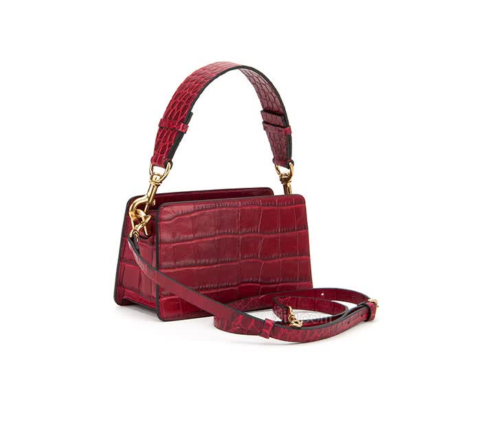 lanvin 浪凡 鳄鱼纹牛皮提挎两用包 红色 f【图片 价格 品牌 报价】