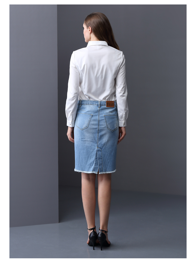 ELLE女装 专柜新品 2015早秋刺绣字母图案时尚长袖衬衫女 白色01 M 165/88A