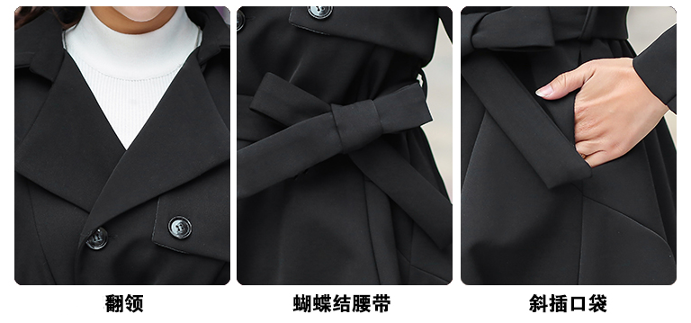 沃德兰 2015秋冬新款时尚女装中长款风衣女双排扣大衣外套 军绿色.. XL