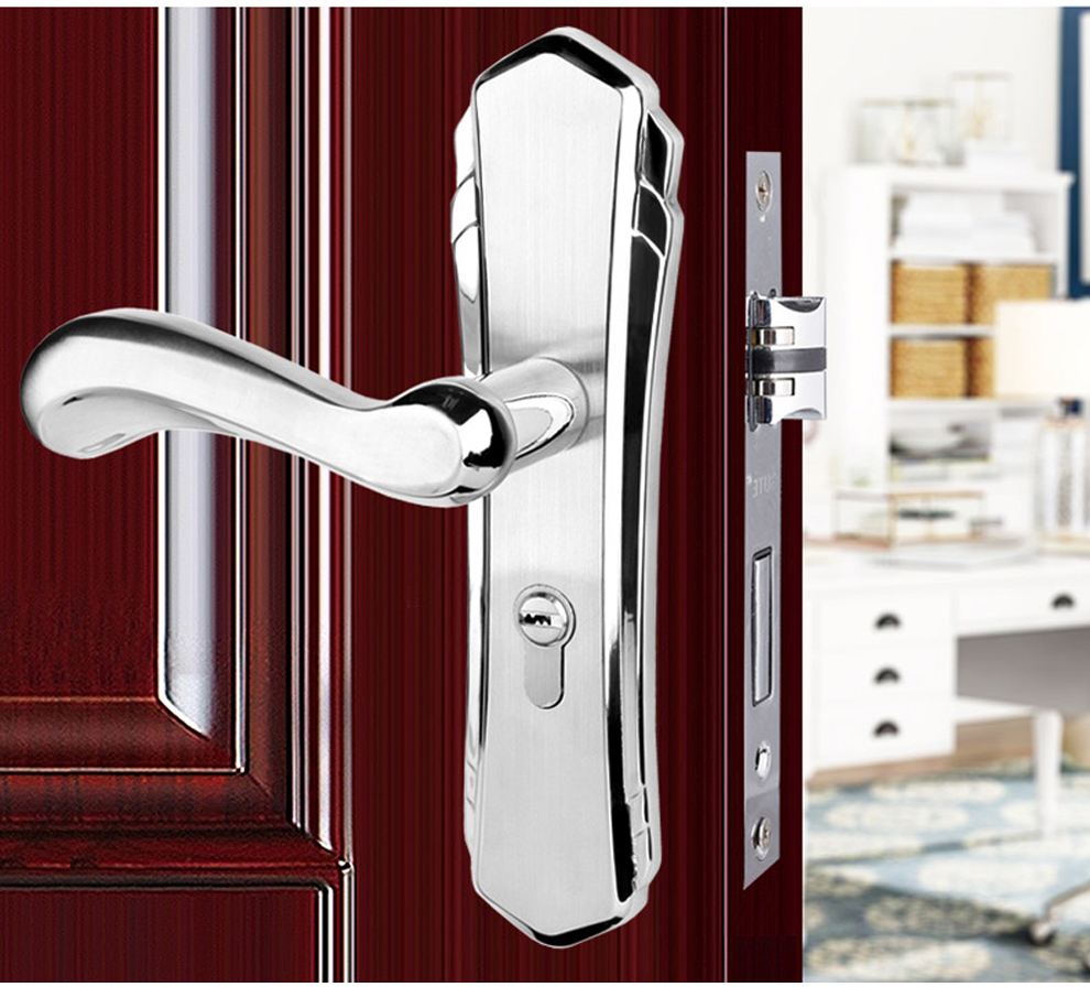 固特门锁 室内304不锈钢卧室房门执手锁简约木门房门门锁 304门锁 左