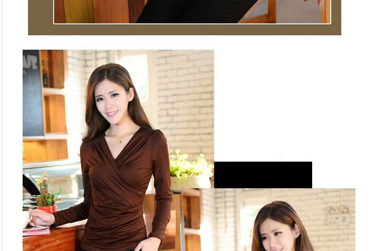 妙妙秀语2016秋款女装打底衫修身气质显瘦立领长袖T恤衫 女 上衣 绿 色 L