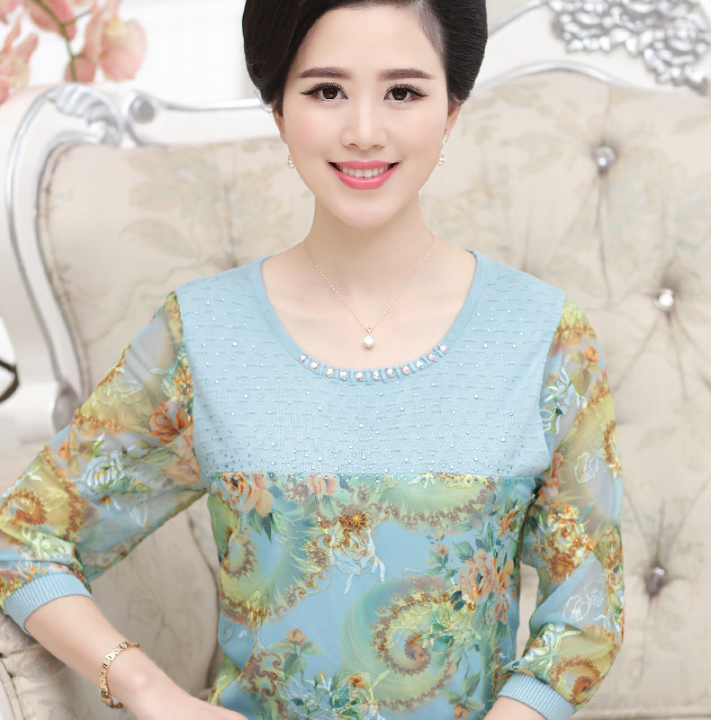 中老年女装2016新款妈妈装春装舒适宽松中年女士大码七分袖针织衫打底