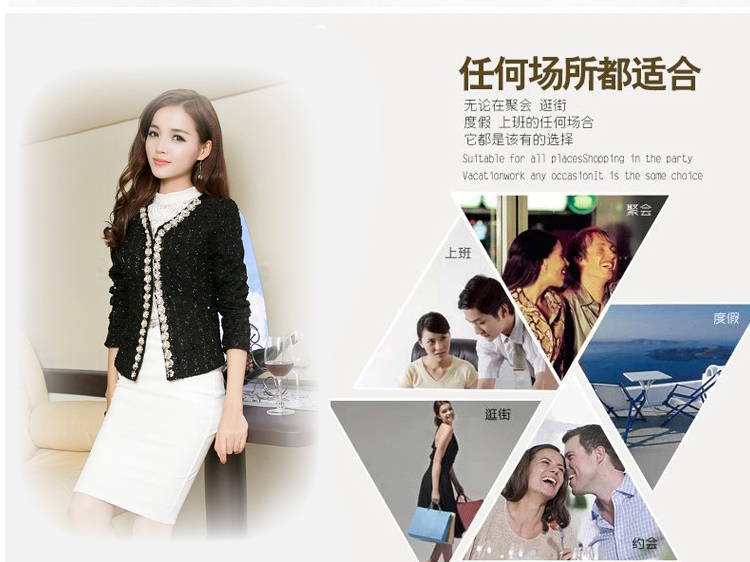 清新怡人 春夏修身小西服女装短外套女士小西装 米白 XL