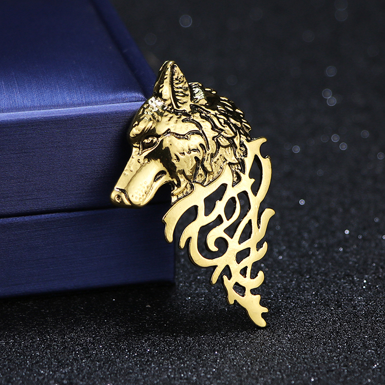 die)男士胸针西装胸章复古英伦韩版个性霸气狼头图腾合金胸针徽章胸牌