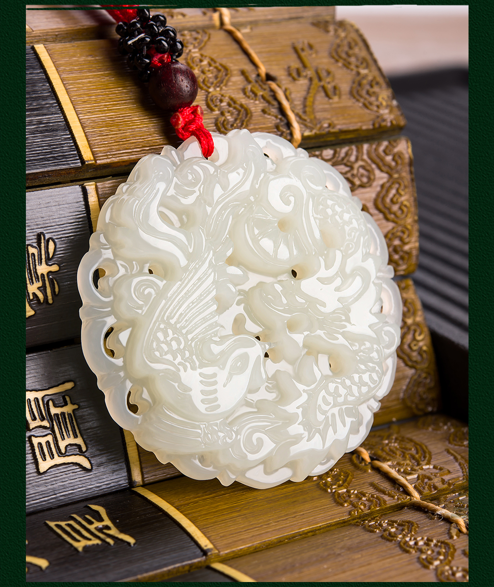 七夕情人节礼物送女友男友和田玉吊坠玉龙凤玉佩呈祥玉石玉坠男士女款