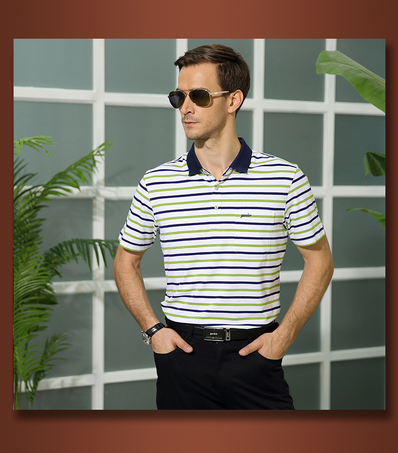 中年男士短袖t恤翻领t恤男短袖男装弹力t恤男夏季体恤 a610523-51绿色