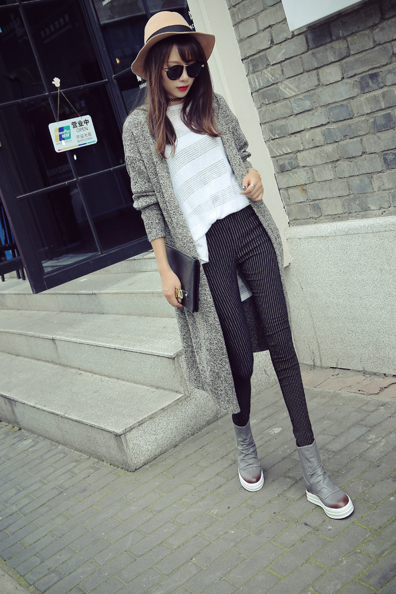 站秋冬季新款时尚潮流靴子圆头平底短筒套筒厚底女短靴潮女鞋子 灰色