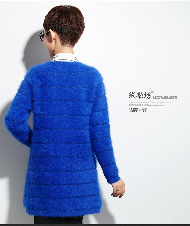 
                                        绒歆坊 秋冬款兔毛衫女中长款兔毛绒大衣开衫女兔毛外套 紫罗兰 XL                