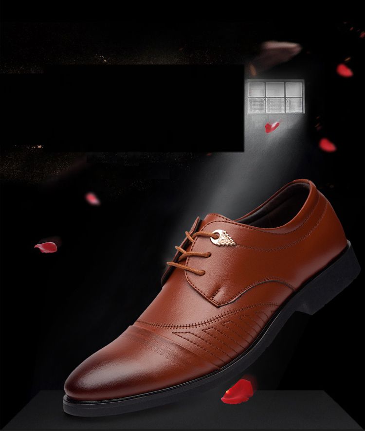 蒂雅堡尼商务休闲皮鞋男 正装鞋男士系带英伦皮鞋男fc1028 黑色 43
