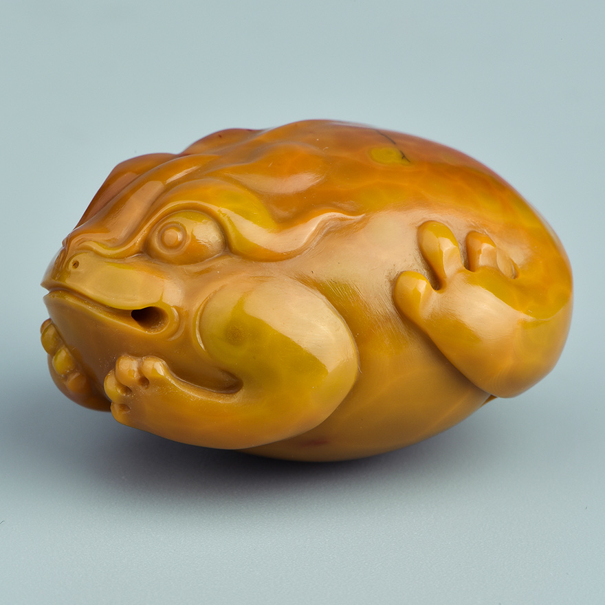省级玉雕大师张松甫宣化上谷战国红《金蟾》22.6g