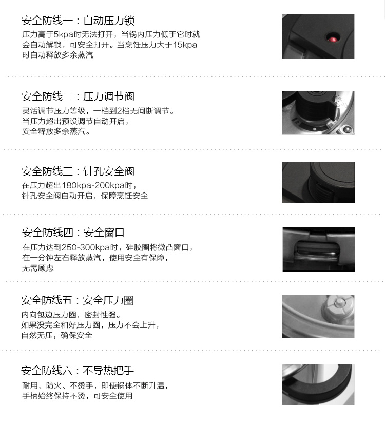 德国(BRK) 进口304不锈钢压力锅6件套(4lt+6lt)(24CM) 高压锅安全节能