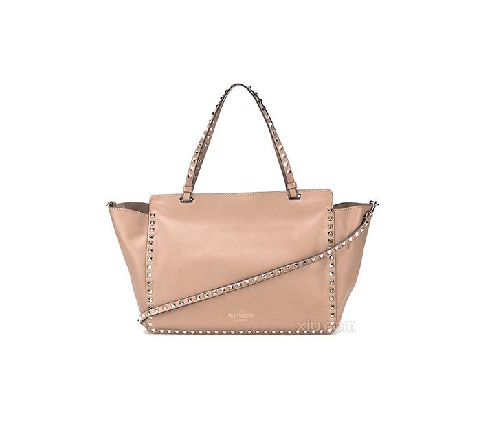valentino 华伦天奴 rockstud铆钉真皮提挎两用包 粉色 f
