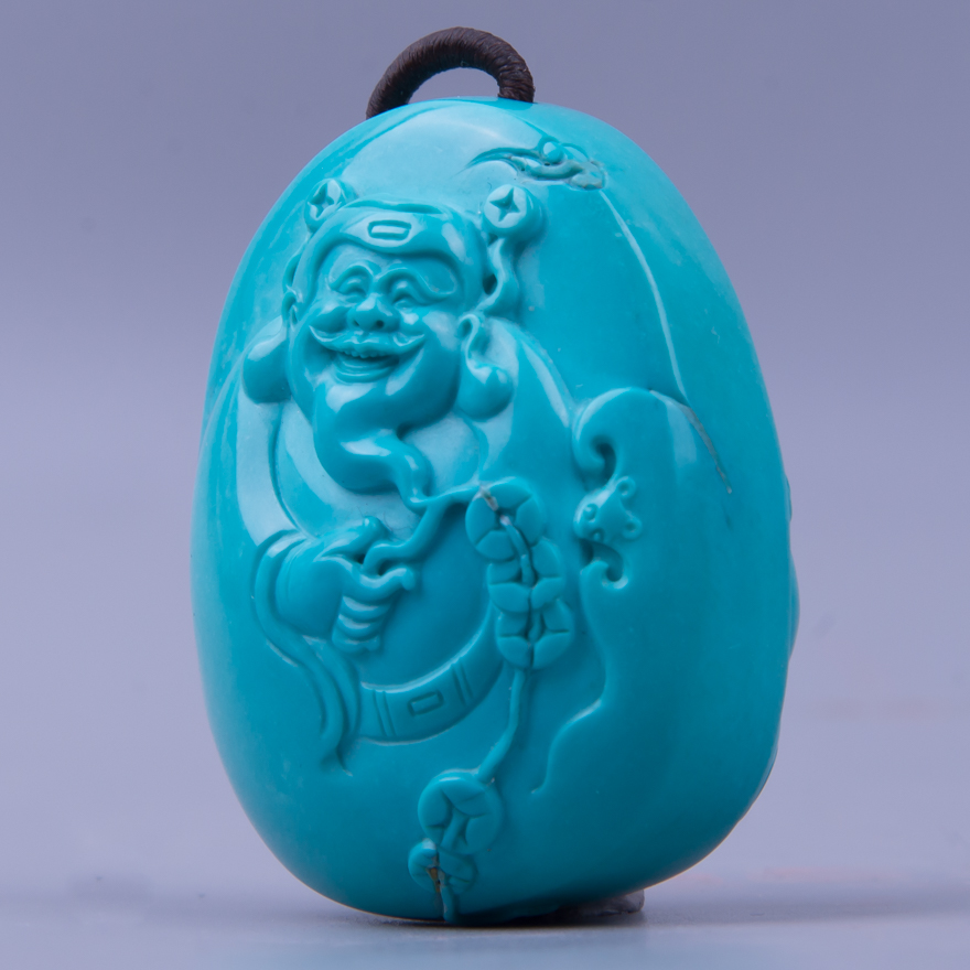 苏工名家叶遂群绿松石《财福人生》70.8g【天工艺品】