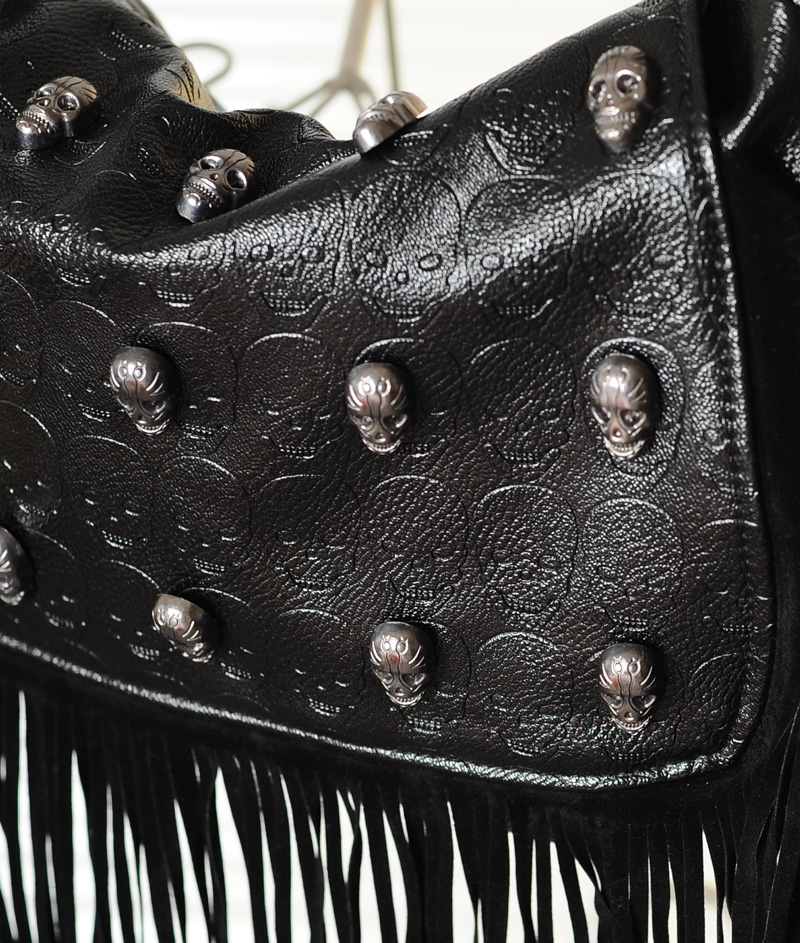 韩版潮酷柳丁骷髅包黑色pu大包单肩包手提斜挎包女包 黑色骷髅 大包