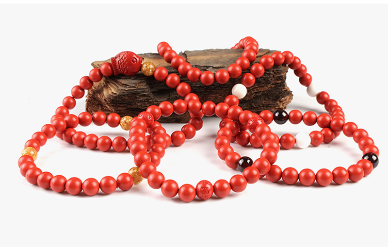 翡舞朱砂手链单圈6mm圆珠佛珠民族风手串男女本命年手饰品圆珠款6mm16