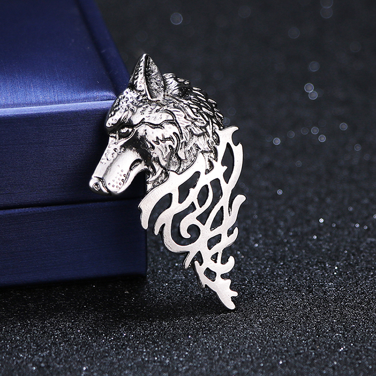 die)男士胸针西装胸章复古英伦韩版个性霸气狼头图腾合金胸针徽章胸牌