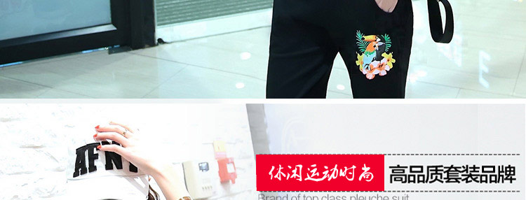 
                                        湖澜卫衣女宽松连帽2017秋季带T恤字母运动休闲套装女三件套H8317 绿色 3XL                