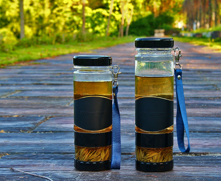宜加美塑料水杯500ml 透明杯子过滤网茶杯旅行杯A26 A26 黑色500ML