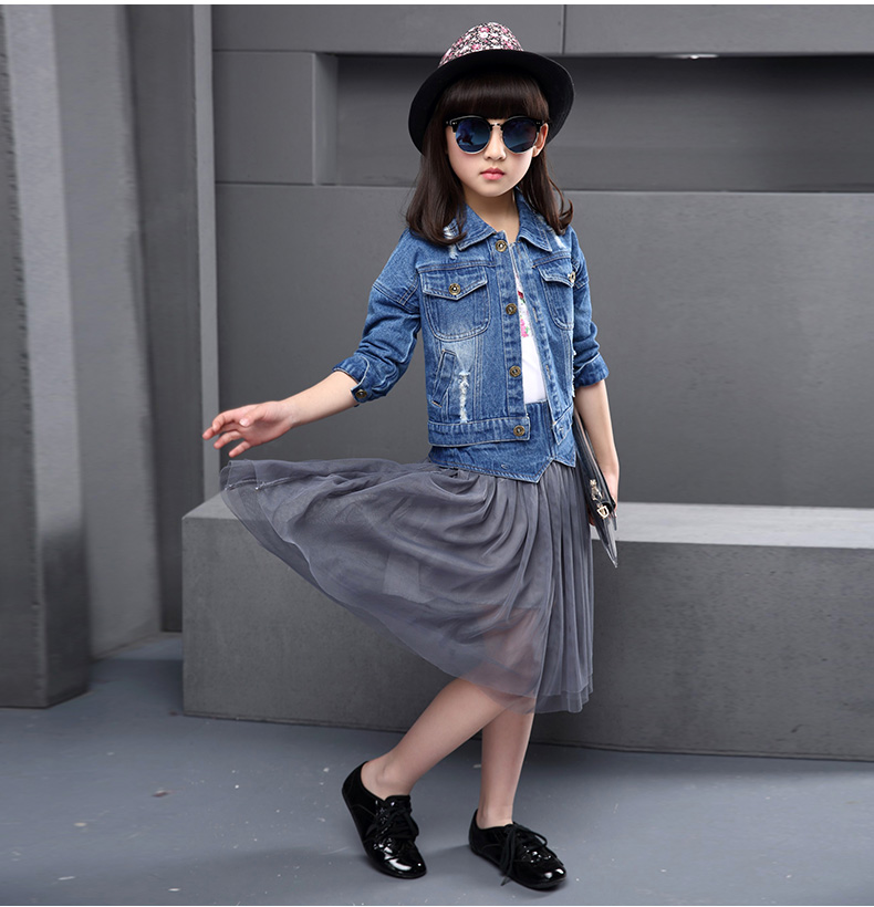 儿童春装牛仔套裙2016新款童装潮女大童韩版衣服中大童女装休闲两件套