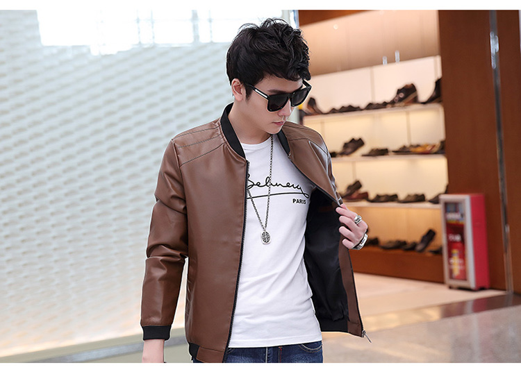 爱蝶梦秋冬男装皮衣黑色修身仿皮皮衣男士外套韩版潮流短袖皮衣夹克