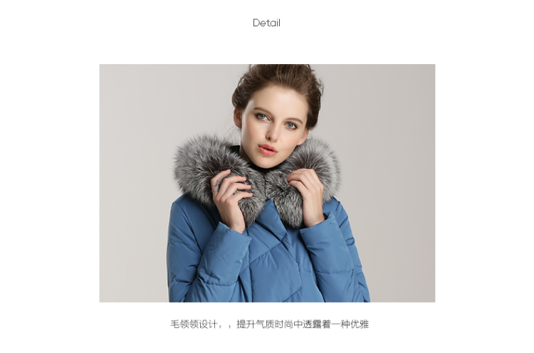 LIUMINER欧美高端茧型中长款羽绒服女 2015秋冬新款季候连帽羽绒衣外套(有货） 牛仔蓝色 S  缺货