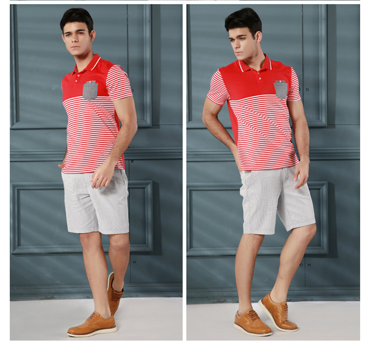 鸿星尔克(erke)男条纹简约时尚休闲商务衬衫 11214202427 大红 2xl码