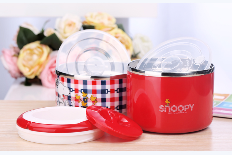 
                                        SNOOPY 史努比多层不锈钢提锅 儿童双层保温饭盒学生便当盒餐盒桶 1.4L浅绿                
