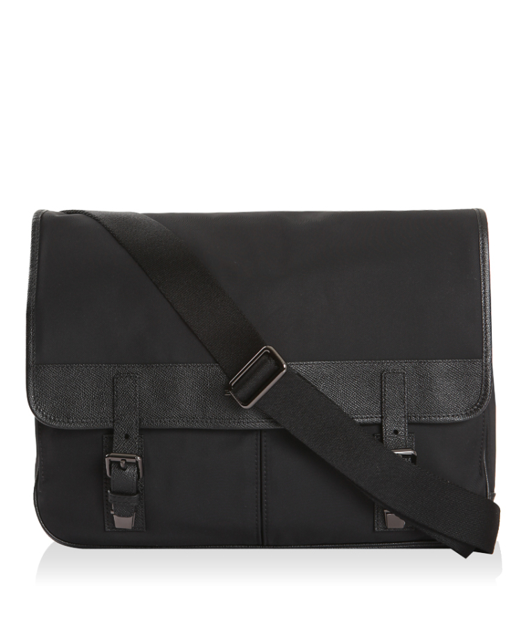 博柏利burberry巴宝莉男包斜挎包黑色尼龙拼接牛皮3958355