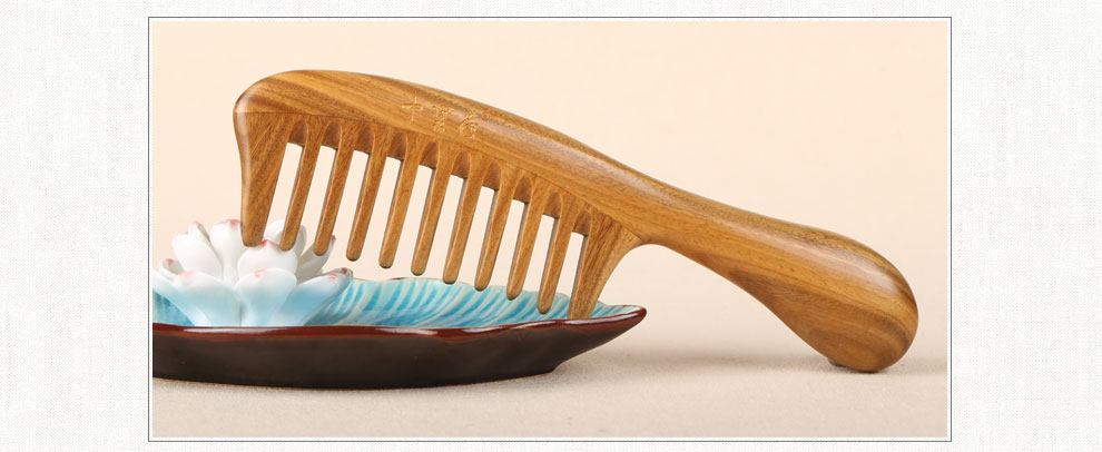 十里荷精品木梳檀香木梳子立体手柄精美包装送锦袋免费刻字(yym1-26)