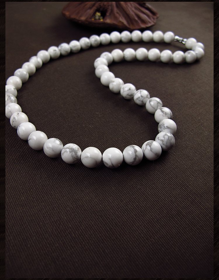 万宗6-8-10-12mm天然白松石项链女饰品送妈妈送自己礼物礼品 单珠直径